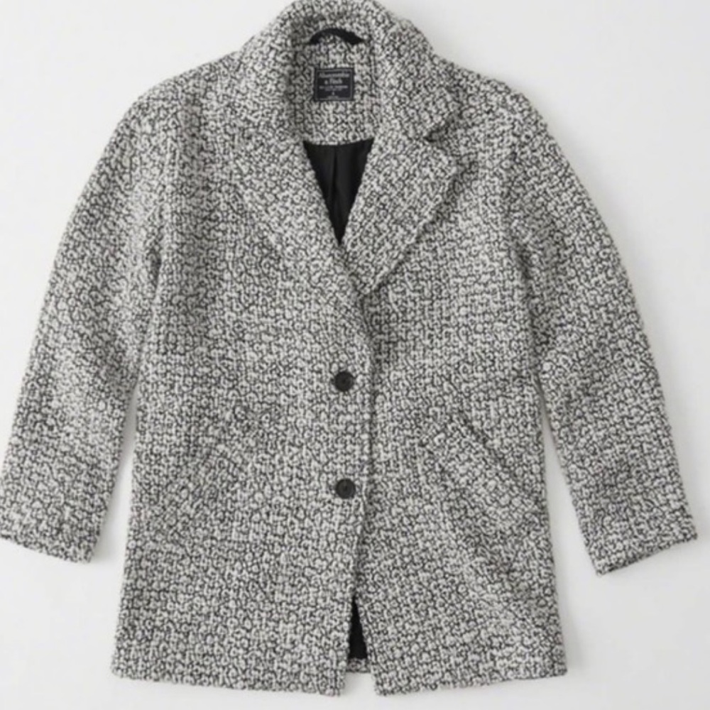 Abercrombie & Fitch Bouclé Wool Jacket Button Front Coat, Gray size S